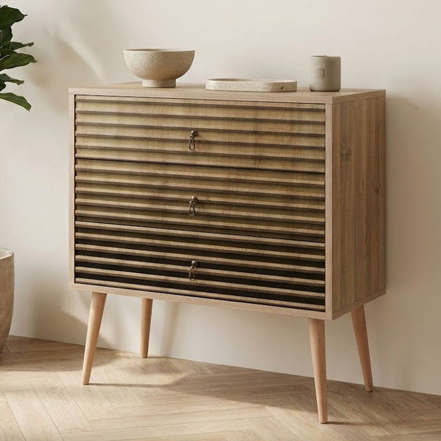 Chests of drawers - Chest of drawers Trio Sonoma Oak Melamine 80x90x40 cm - Dimehouse