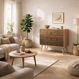 Chests of drawers - Chest of drawers Trio Sonoma Oak Melamine 80x90x40 cm - Dimehouse