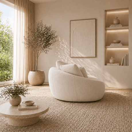 Banken - Loveseat 2 - zits bank crème boucle - organisch 155 cm - Midye - Dimehouse