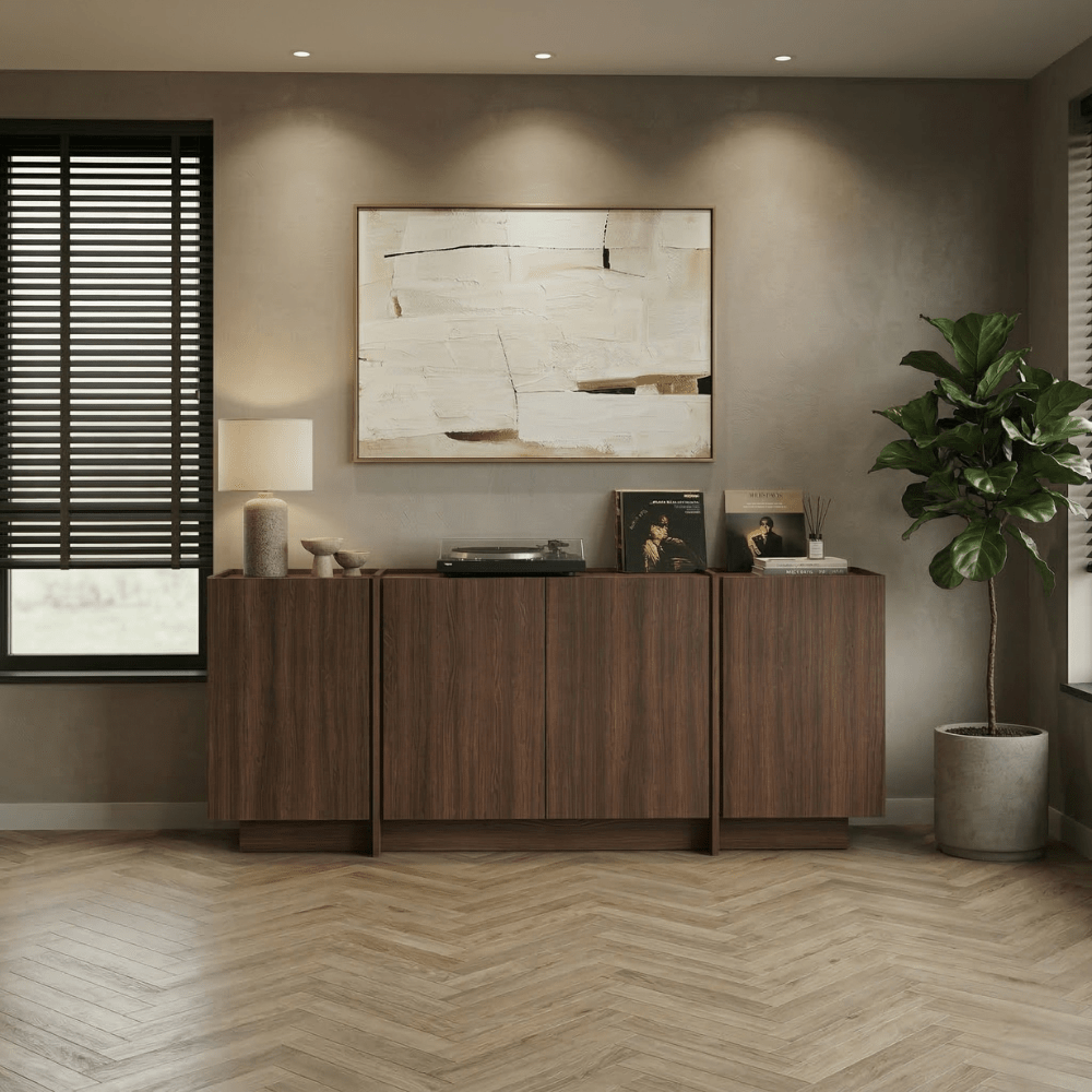 Lowen walnut melamine sideboard 180x45x80 cm