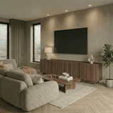 TV cabinet Japandi walnut melamine Lowen 180 cm