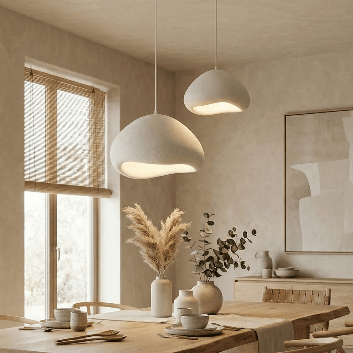 Luxe Hanglamp Wit Ø50 cm en Ø40 – Glasvezel kappen - Eleonora