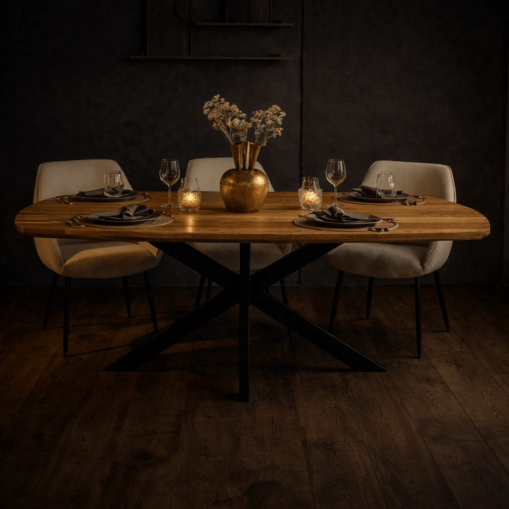 Eettafels - Eettafel Mikkel Eikenhout Deens Ovaal Matrix Frame Groot - Dimehouse