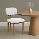 Japandi Dining Room Chair Miyo Bouclé Beige - Oak Look Frame