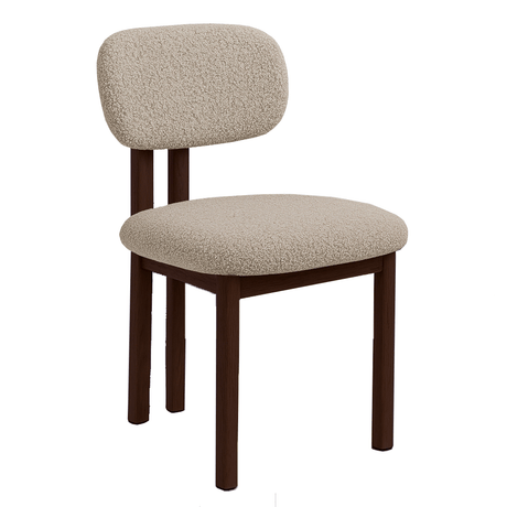 Japandi Dining Chair Miyo Bouclé Sand Color - Walnut Look Frame 