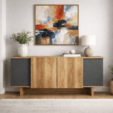 Modern Sideboard Anthracite–Walnut Look Melamine Diana 180 cm
