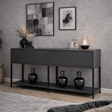 Modern Dressoir Anthracite Lord 150x30x80 - Black Frame - Two Compartments