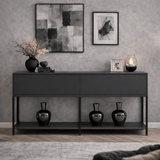 Modern Dressoir Anthracite Lord 150x30x80 - Black Frame - Two Compartments