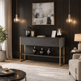 Modern Sideboard Anthracite Luxury 120x80x30 - Golden Frame - One Compartment 