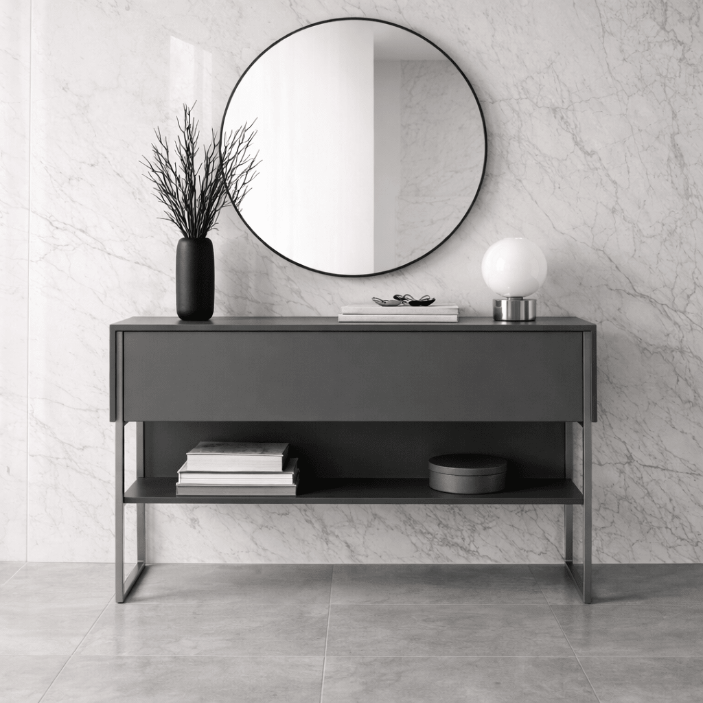 Modern Sideboard Anthracite Luxury 120x80x30 - Silver Frame - One Compartment 