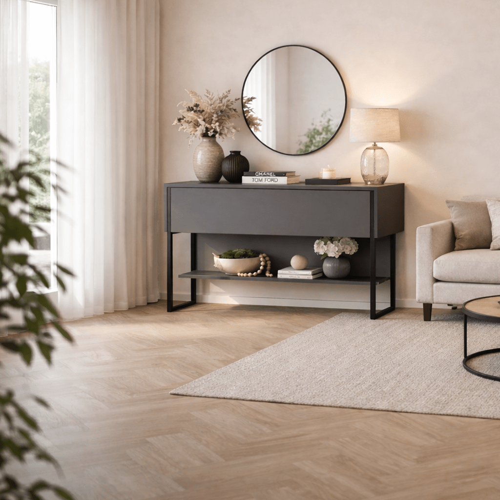 Modern Sideboard Anthracite Luxury 120x80x30 - Black Frame - One Compartment 