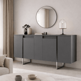 Modern Sideboard Anthracite Luxury 160x80x35 - Silver Frame 