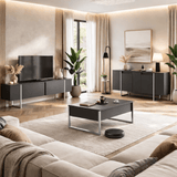 Modern Sideboard Anthracite Luxury 160x80x35 - Silver Frame 