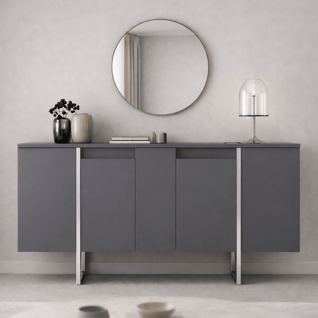 Modern Sideboard Anthracite Luxury 160x80x35 - Silver Frame 