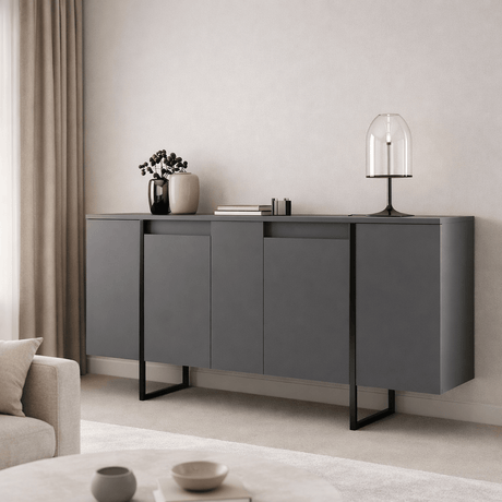 Modern Sideboard Anthracite Luxury 160x80x35 - Black Frame 