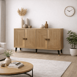 Modern Sideboard Sapphire Oak Look–Gold 120 cm Melamine Ahart