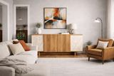 Modern Sideboard Travertine–Walnut Look Melamine Diana 180 cm

