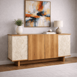 Modern Sideboard Travertine–Walnut Look Melamine Diana 180 cm
