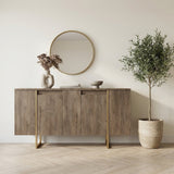 Modern sideboard Walnut Luxe 160x80x35 - Gold frame