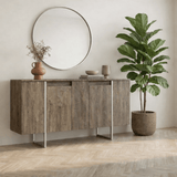 Modern Dresser Walnut Luxury 160x80x35 - Silver Frame