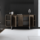 Modern Dresser Walnut Luxury 160x80x35 - Silver Frame