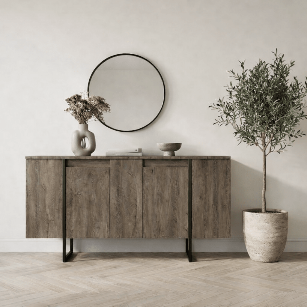 Modern sideboard Walnut Luxe 160x80x35 - Black frame