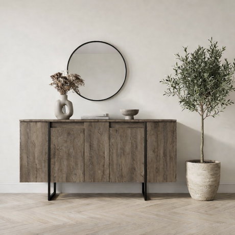 Modern sideboard Walnut Luxe 160x80x35 - Black frame