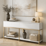 Modern Sideboard White Lord 150x30x80 - Gold Frame - Two Compartments
