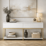 Modern Sideboard White Lord 150x30x80 - Gold Frame - Two Compartments