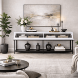 Modern Sideboard White Lord 150x30x80 - Black Frame - Two Compartments