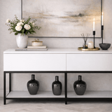 Modern Sideboard White Lord 150x30x80 - Black Frame - Two Compartments