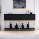 Modern Dresser Black Lord 150x30x80 - Golden Frame - Two Compartments
