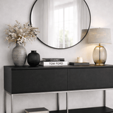 Modern Sideboard Black Lord 150x30x80 - Silver Frame - Two Compartments