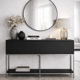 Modern Sideboard Black Lord 150x30x80 - Silver Frame - Two Compartments