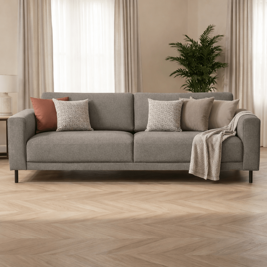 Modern 3-seater Taupe Fabric Sofa Aniko 213x90x78 cm 