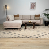 Modern 3-seater Corner Sofa Left Beige Fabric Aniko with Lounger 240x197x78 cm 