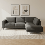 Modern 3-seater corner sofa with Lounger Anthracite Fabric Aniko right 240x197x78 cm