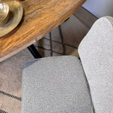 Modern Dining Chair Green Boucle Fabric Sway - Chrome Frame - Without Armrests 