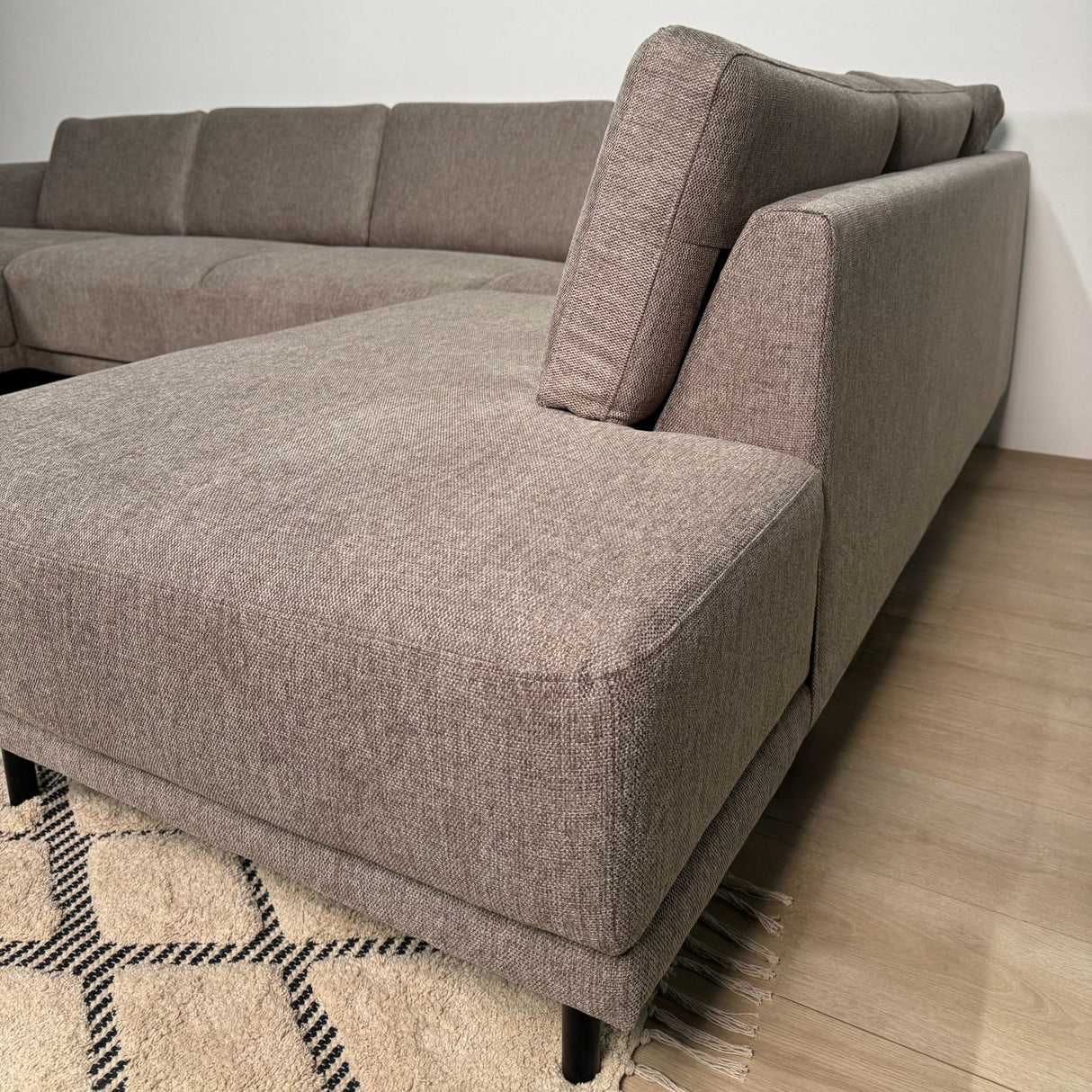 Modern U-Shape Corner Sofa Right Taupe Fabric Aniko 310x197x78 cm 