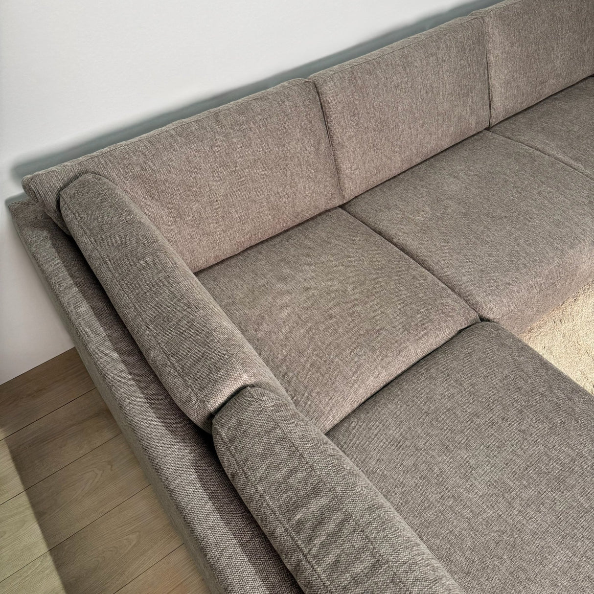 Modern U-Shape Couch Corner Sofa Left Taupe Fabric Aniko 310x197x78 cm 