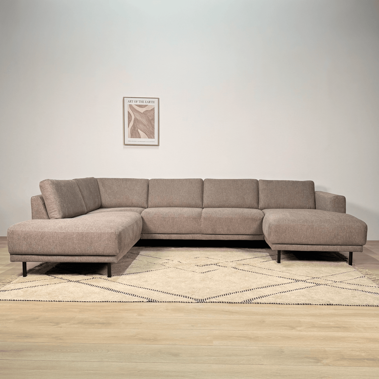 Modern U-Shape Couch Corner Sofa Left Taupe Fabric Aniko 310x197x78 cm 