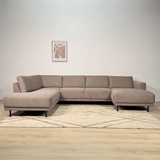 Modern U-Shape Couch Corner Sofa Left Taupe Fabric Aniko 310x197x78 cm 
