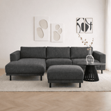Modern 3-seater Corner Sofa Right Anthracite Fabric Aniko with Lounger 240x197x78 cm 