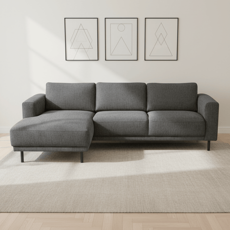 Modern Corner Sofa Left Anthracite Fabric Aniko with Chaise Longue 238x142x78 cm 