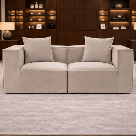 Modular XXL 2-seater sofa Sora 220 cm wide in Beige linen 