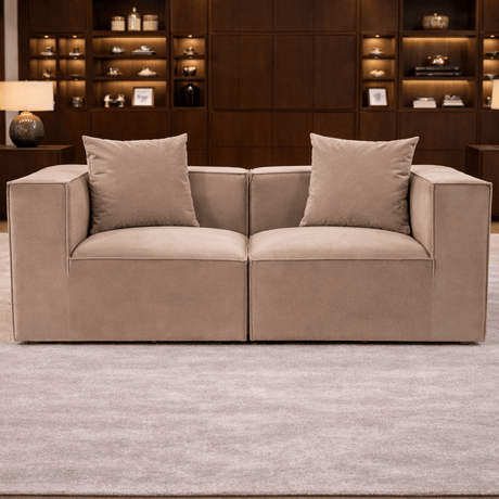 Modular XXL 2-seater sofa Sora 220 cm wide in Cappuccino linen 