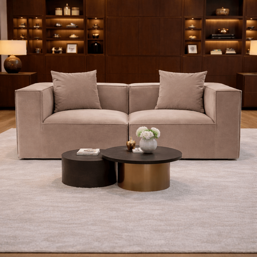 Banken - Modulaire XXL 2 - zits bank Sora 190 cm breed in Cappucino linnen - Dimehouse