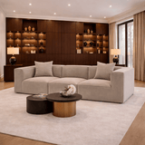 Modular XXL 3-seater sofa Sora 325 cm wide in Cappuccino linen 