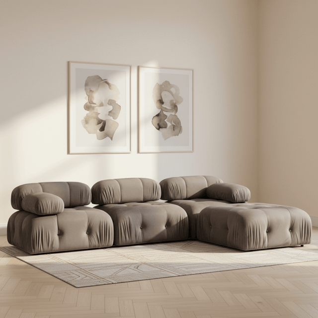 Modular XXL corner sofa Bubble with ottoman - velvet gray