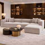 Banken - Modulaire XXL hoekbank beige linnen 430 cm breed Sora - Dimehouse